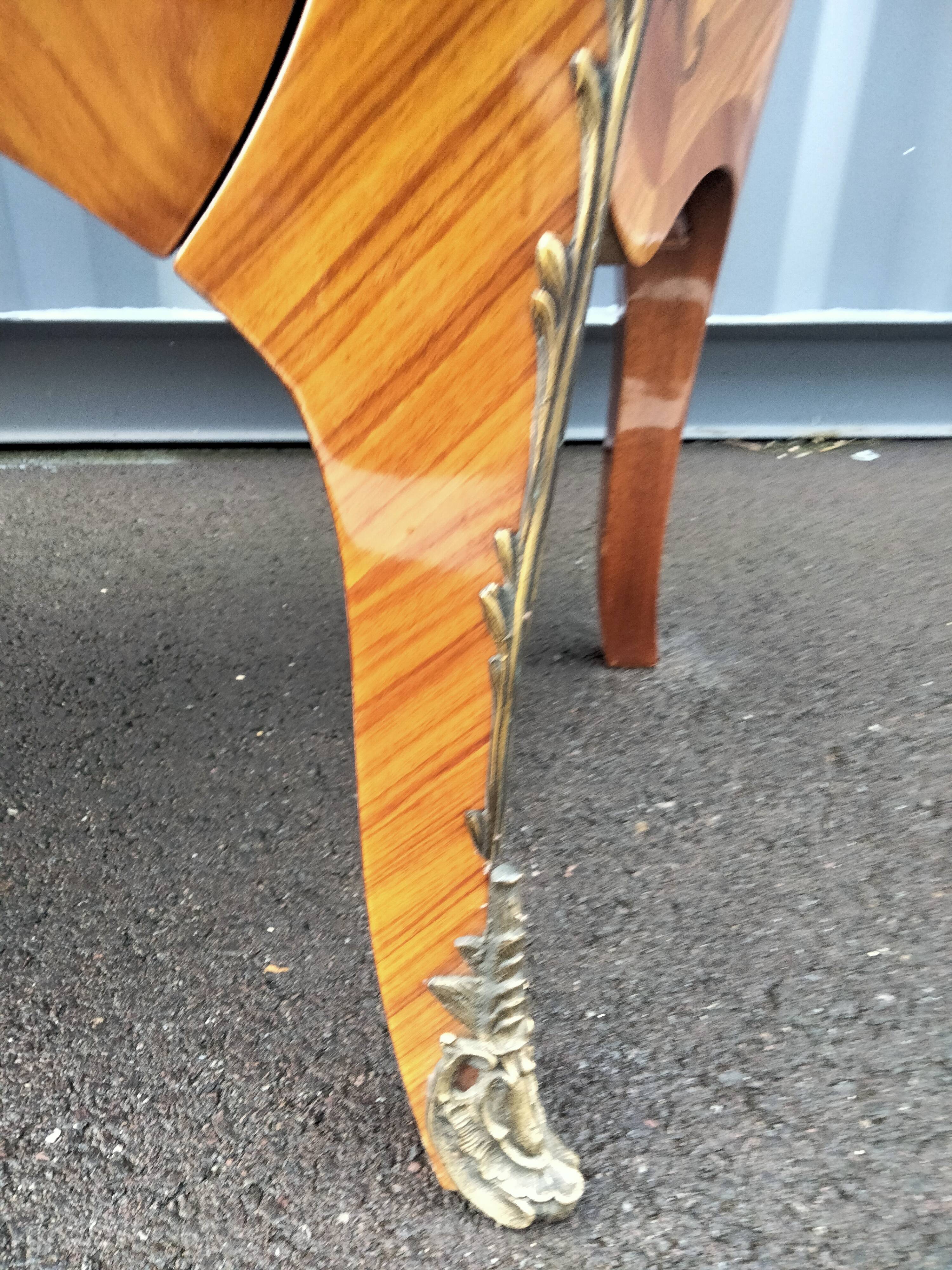 Old style chest of drawers Louis XV marquetry marble top