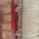 Rectangular metal top in chiseled silver color and vintage grape pattern