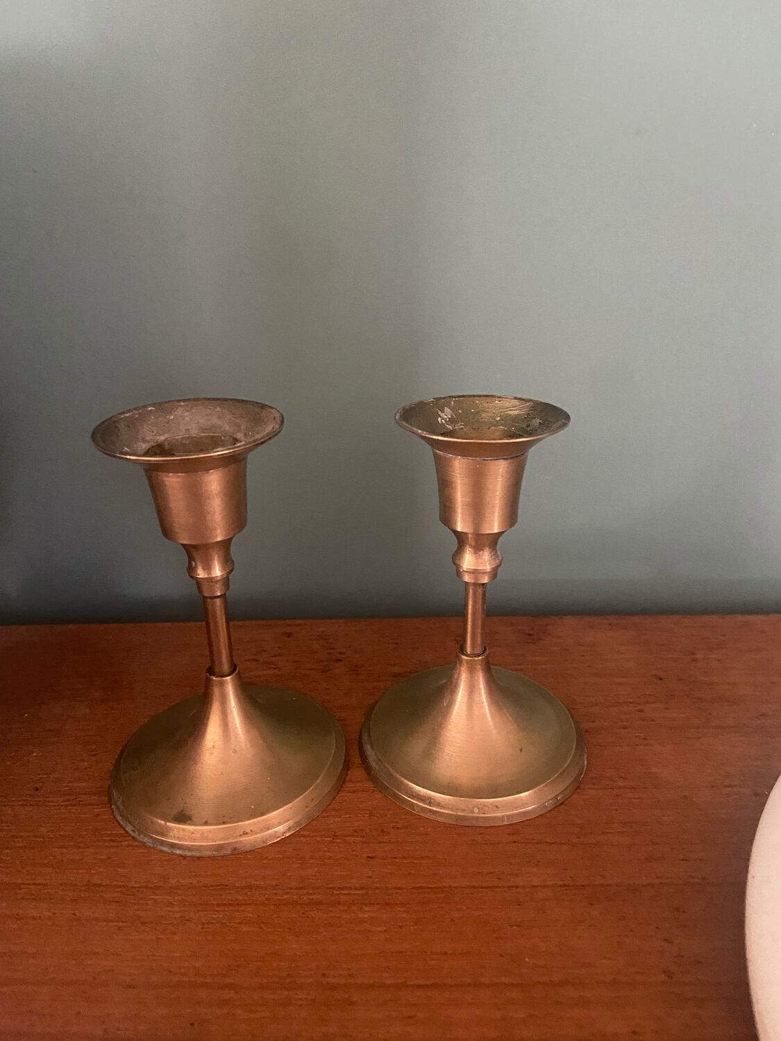Pair of brass candle holders