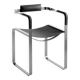 Armchair, silver steel and black leather, contemporary style.