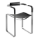 Armchair, silver steel and black leather, contemporary style.