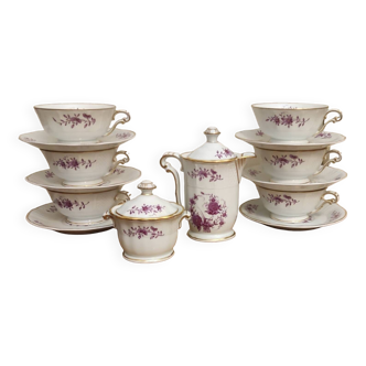 Ancien Service Café Thé 6 Personnes/ 14 Pcs Porcelaine Limoges/Modèle Dalhia