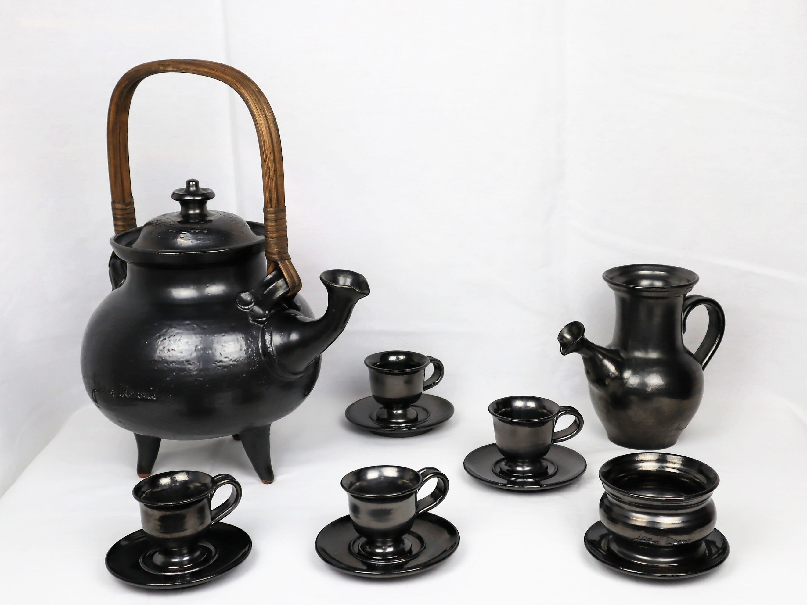 Jean Marais Tea Service, black ceramic 1980