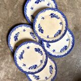 6 Staffordshire blue ironstone dinner plates