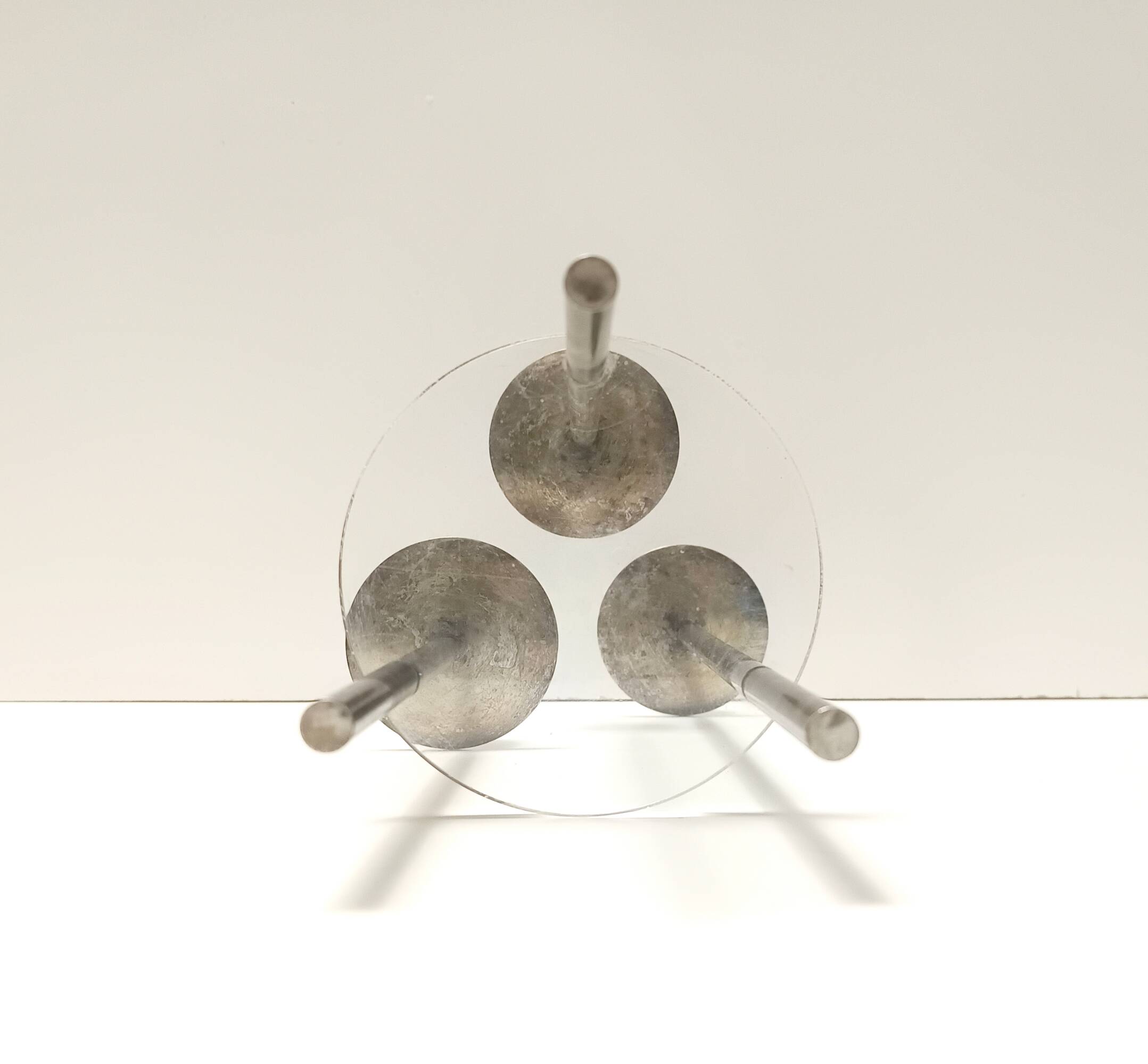 Silver-Plated Brass and Plexiglass Candelabrum by Mesa, Italy 1970s