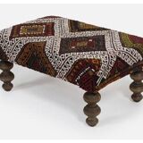 Turkish Handwoven Kilim Tribal Footstool Pouf