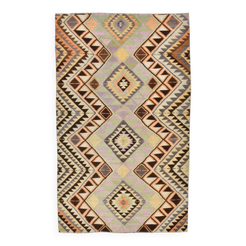 Tapis Kilim turc vintage en laine fait main, couleur délavée, 172 x 284 cm