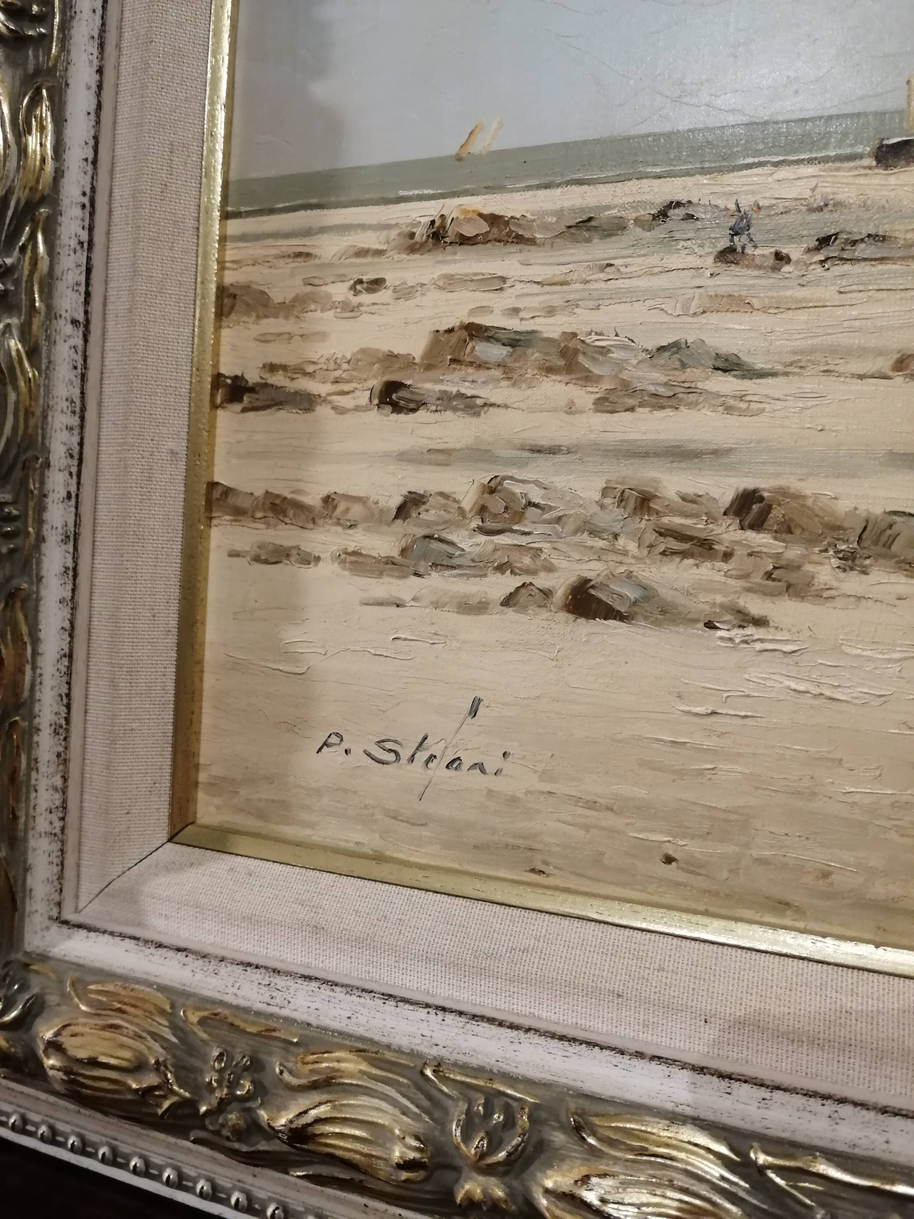 Painting entitled "the cliff at low tide" by Pierre Stefani