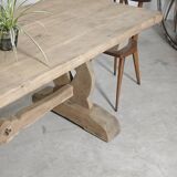 Large 19th century elm monastery table with solid top