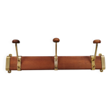 Danish teak and brass coat rack with adjustable hooks, 1960s.