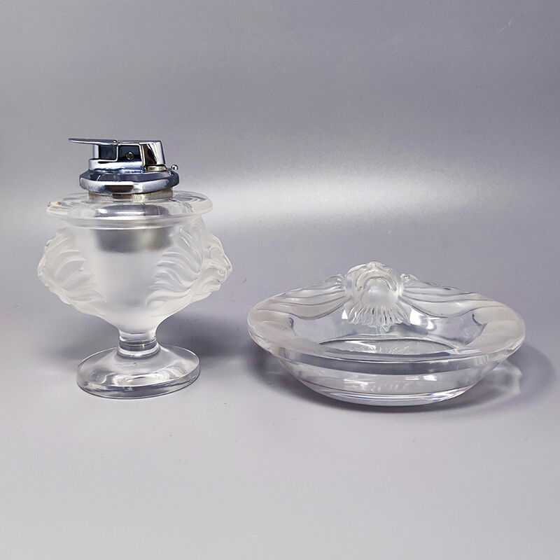 1970s Smoking Set  by Lalique. Signed on The Bottom. Made in France