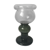 Vase ball on foot in smoked glass 70s