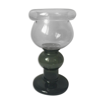 Vase ball on foot in smoked glass 70s