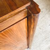 Art Deco chest of drawers in flambé walnut veneer circa 30's/ 40's