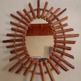 Sun mirror in bamboo and rattan, 70x55 cm