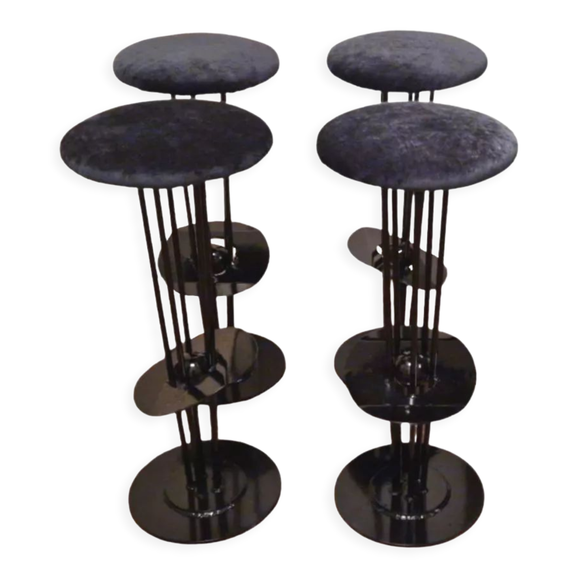 Metal post modern bar stools set of 4, Belgium 1980s