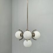 Art Deco Nickel and Glass Chandelier, 1930s
