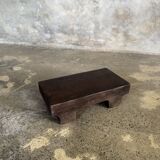 Small stool, black solid teak accent stool wabi-sabi L30 W8.5 H6.