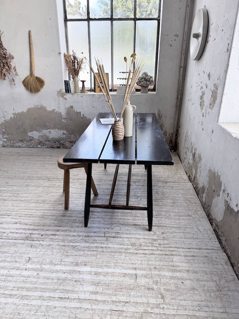Tapiovaara dining table, black patina, 1950s.