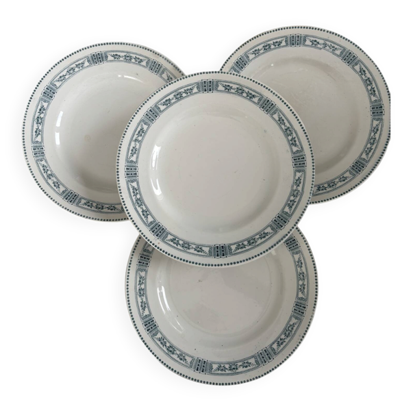 Lot de 4 assiettes plates terre de fer Moulin des Loups  Pasteur