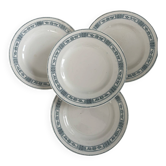 Set of 4 flat plates, ironstone, Moulin des Loups, Pasteur.