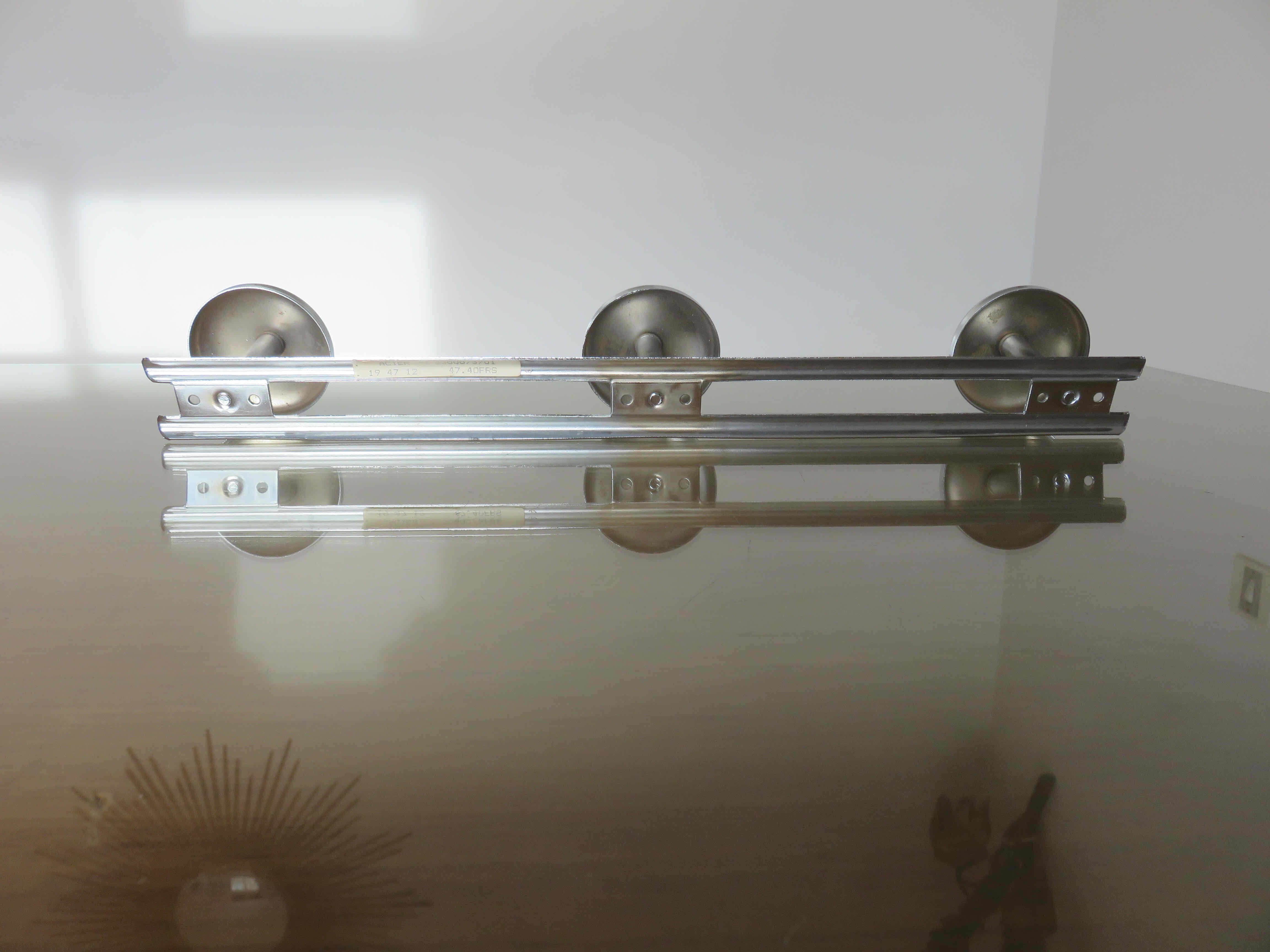 Coat rack in chromed steel 3 hooks 70s