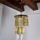 Two-tone chandelier by Zero Quattro, 3 levels, orange and transparent murano glass, Italy, 1970