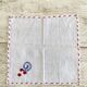 Hand embroidered round tablecloth and its 6 napkins - arabesque decoration - Cotton - diam. 130 cm