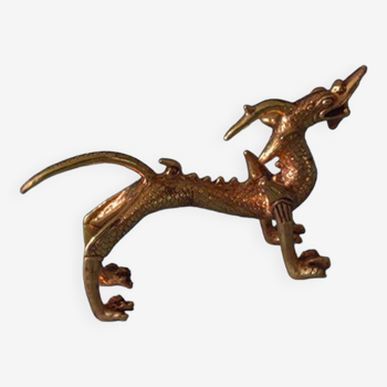 Tang dynasty style standing dragon pure gilt copper handmade auspicious beast chinese palace gift