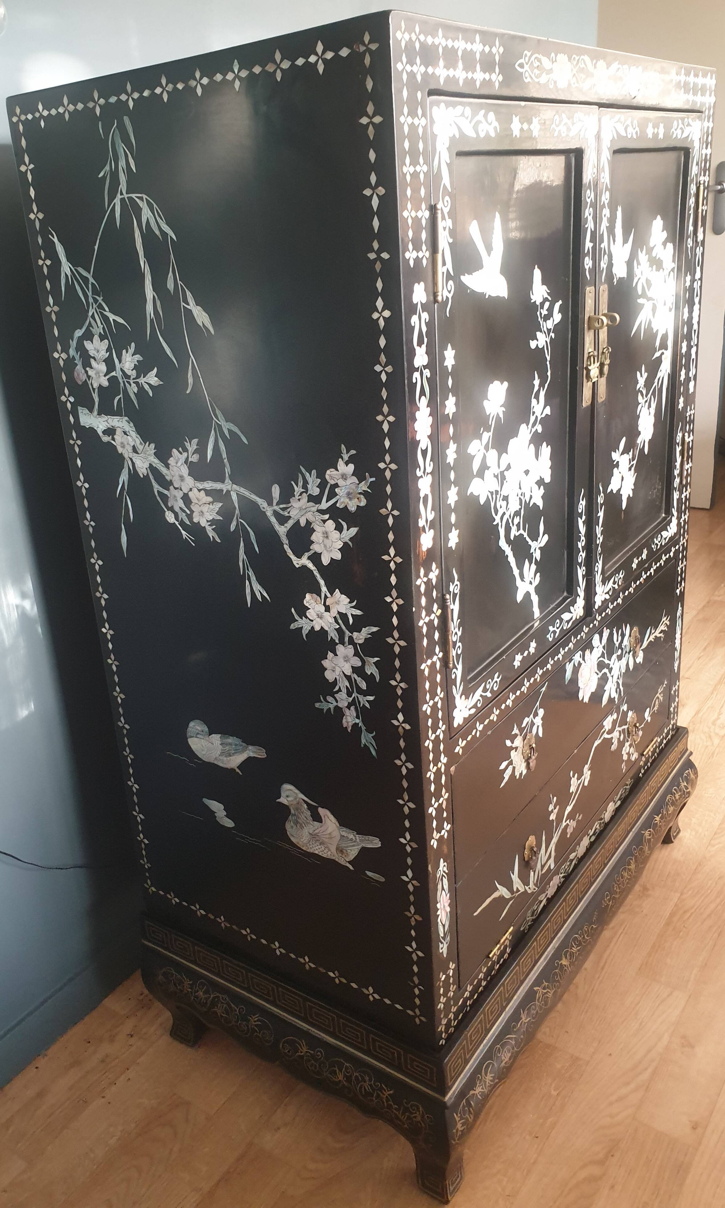 Chinese black wardrobe