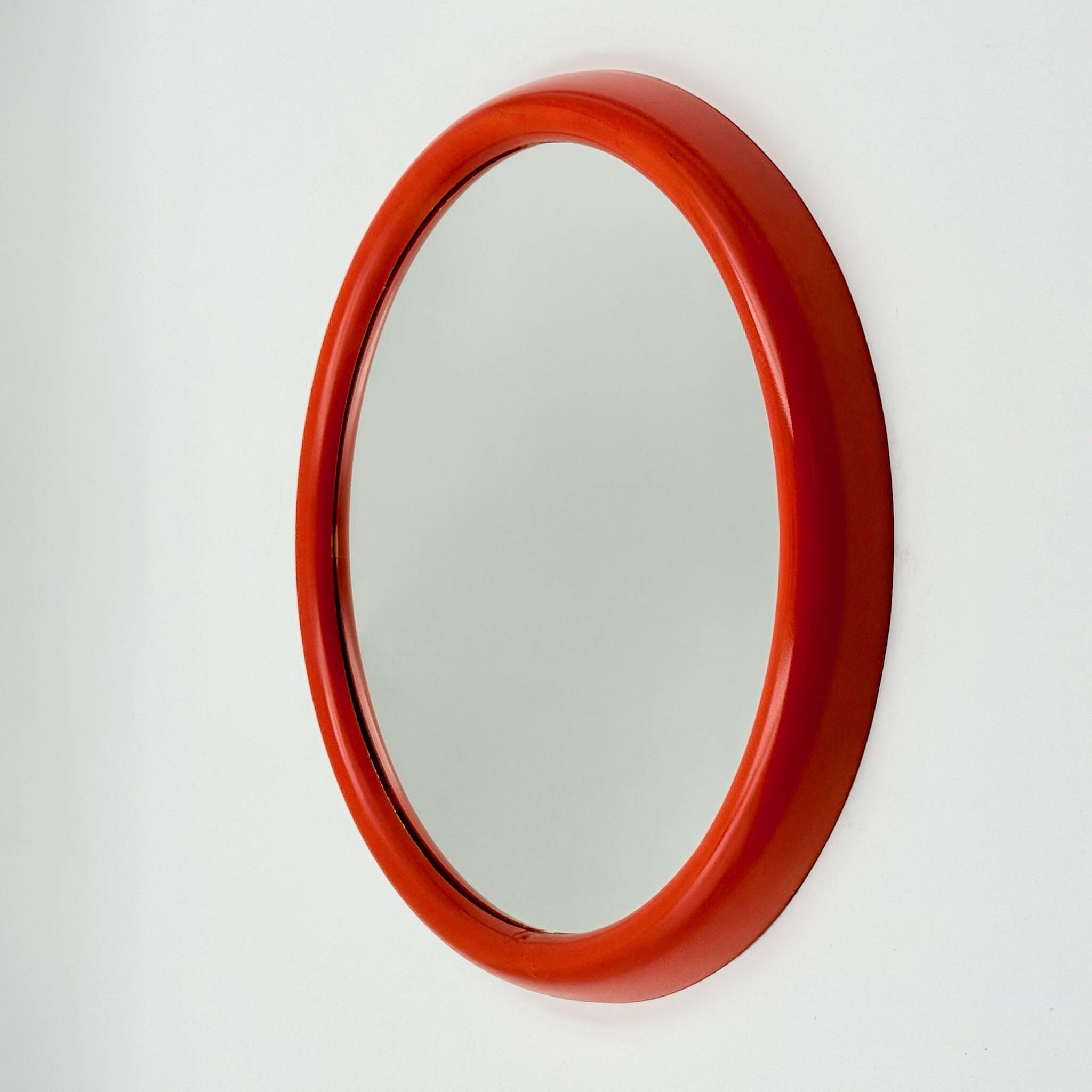 Miroir rond Mirage Arnaldo Radaelli orange années 70