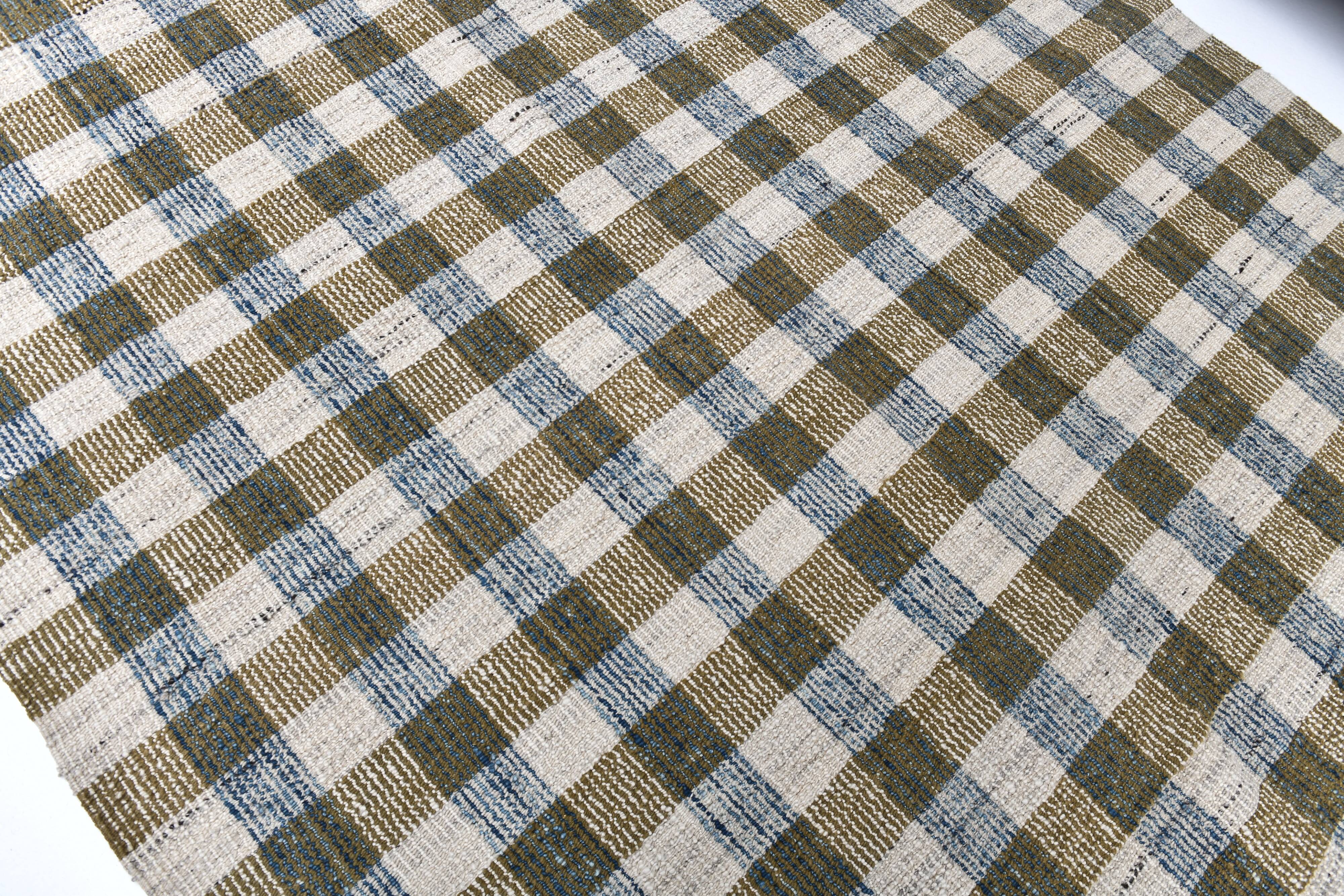 290x190 cm indigo blue mustard kilim carpet, wool made kilim rug.