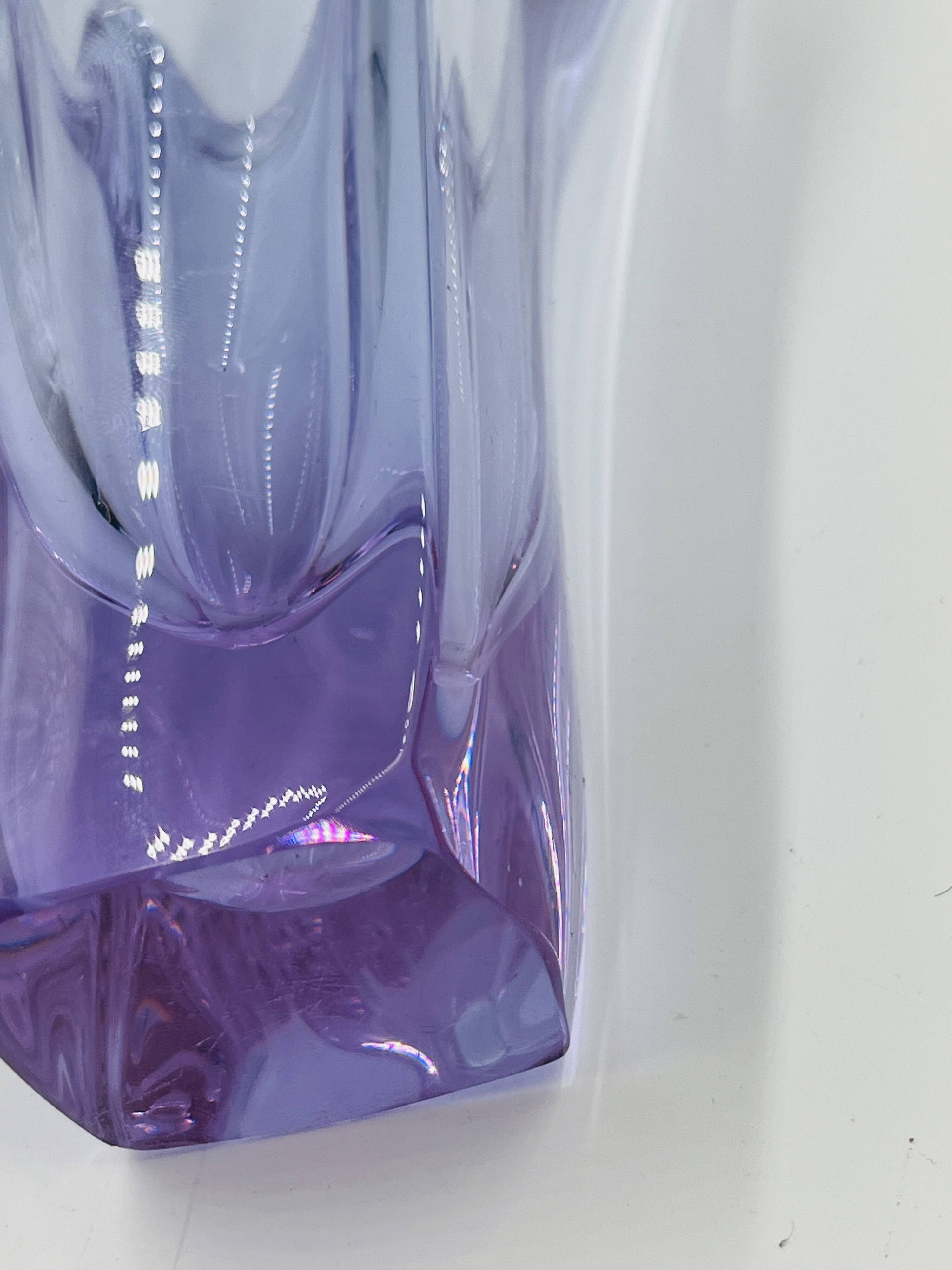 Vintage Murano Crystal Finger Vase Purple