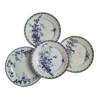 Assiettes plates bleues vintage