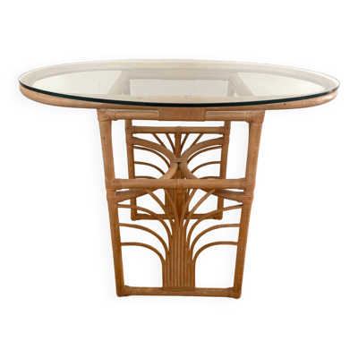 Petite table de repas ovale en rotin ''Double Gerbe'' – Format Duo Rivie