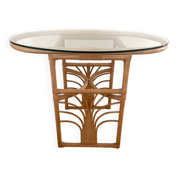 Petite table de repas ovale en rotin ''Double Gerbe'' – Format Duo Rivie