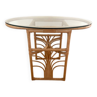 Small oval dining table in rattan "Double Gerbe" – Duo Rivie format