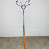 Coat rack 70's orange and chrome by Fase