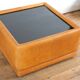 black leather and glass coffee table, vintage design