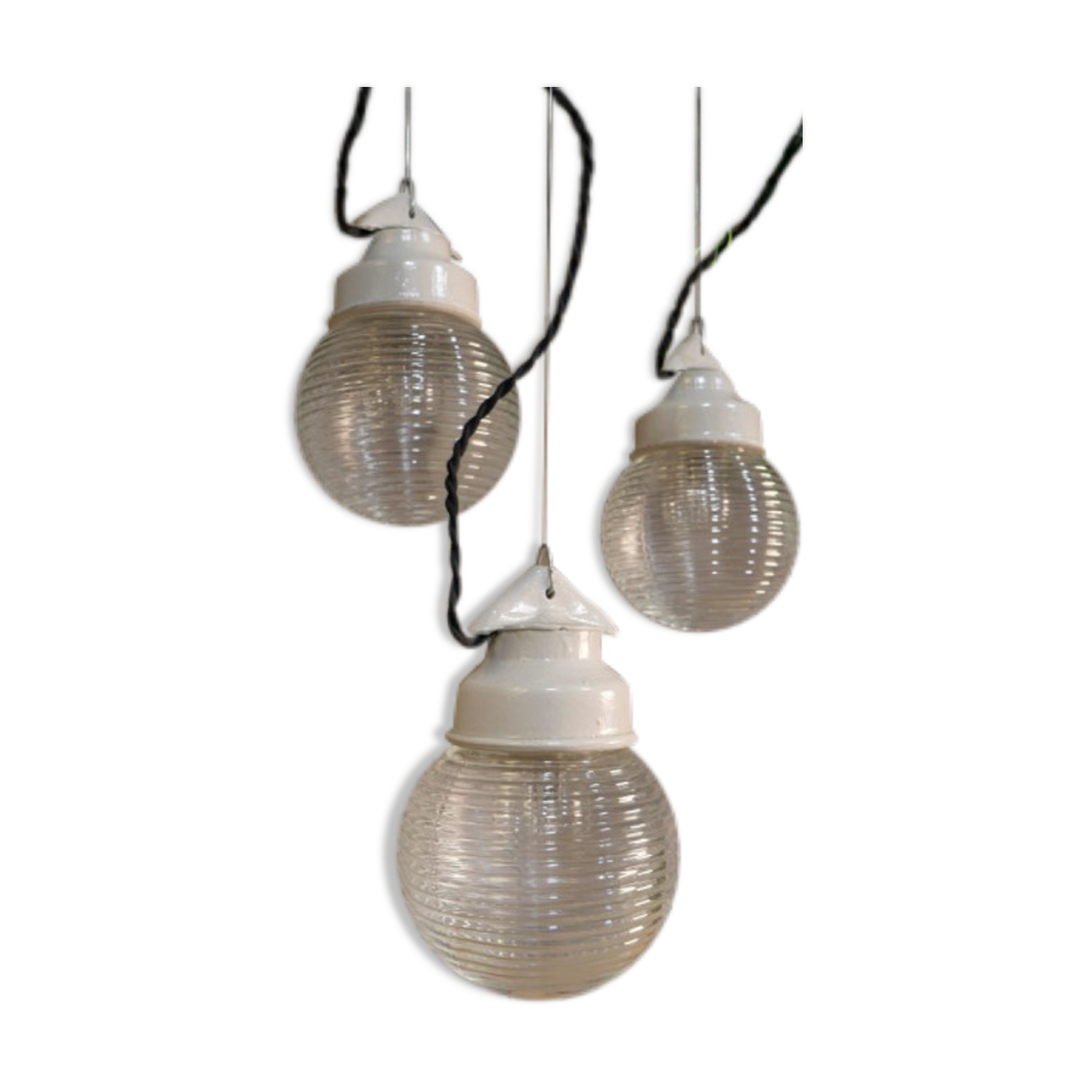 Industrial lamp in glass and metal