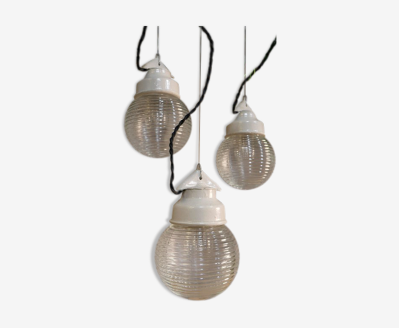 Lampe baladeuse industrielle en verre et métal