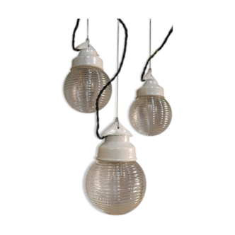 Lampe baladeuse industrielle en verre et métal