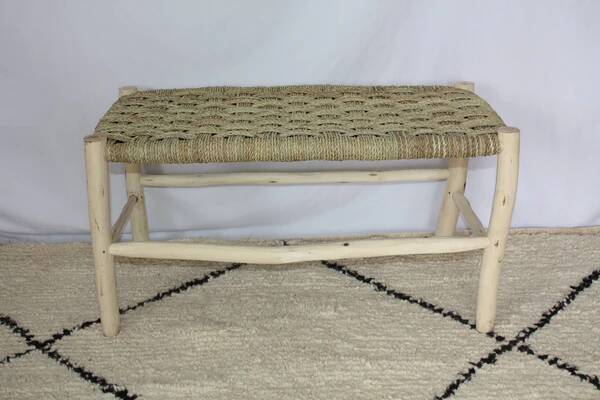 Moroccan Lemon Wood Bench - Woven Bench