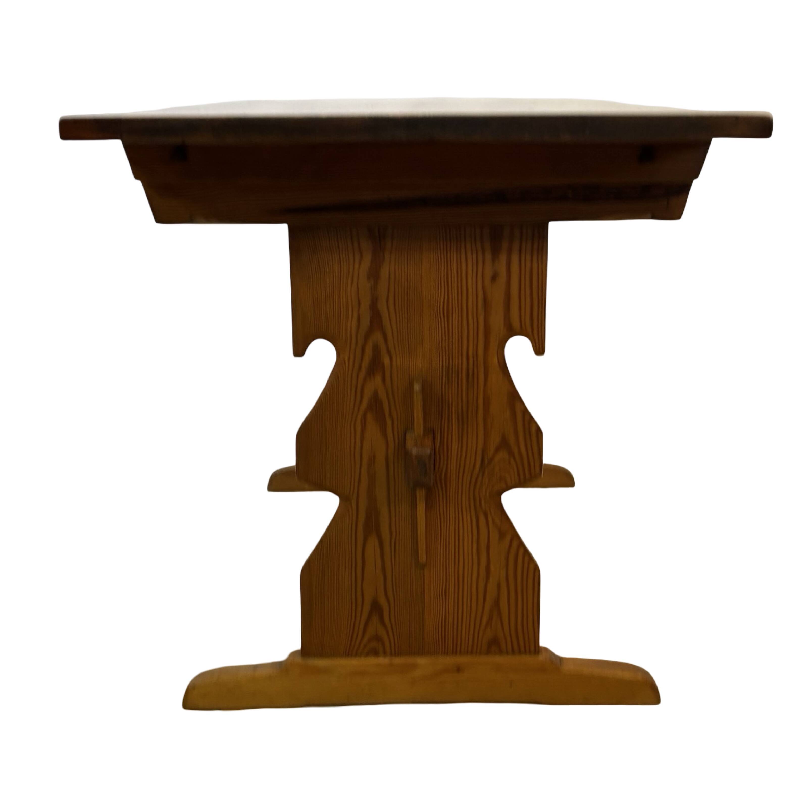 Vintage Pinewood Dining Table Desk with Drawer 60s Design