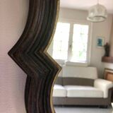 Grand miroir horizontal ancien bois naturel mouluré