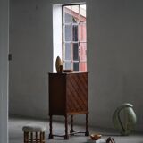 Swedish Grace, Geometric Oak Armoire, Thysells Furniture, Art Deco, 1940s