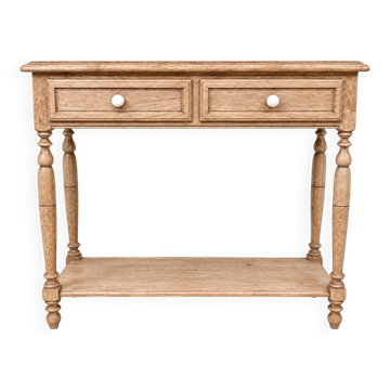 Louis-Philippe console style – Solid oak – Porcelain and brass knobs