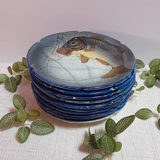 Service d'assiettes à poisson vintage