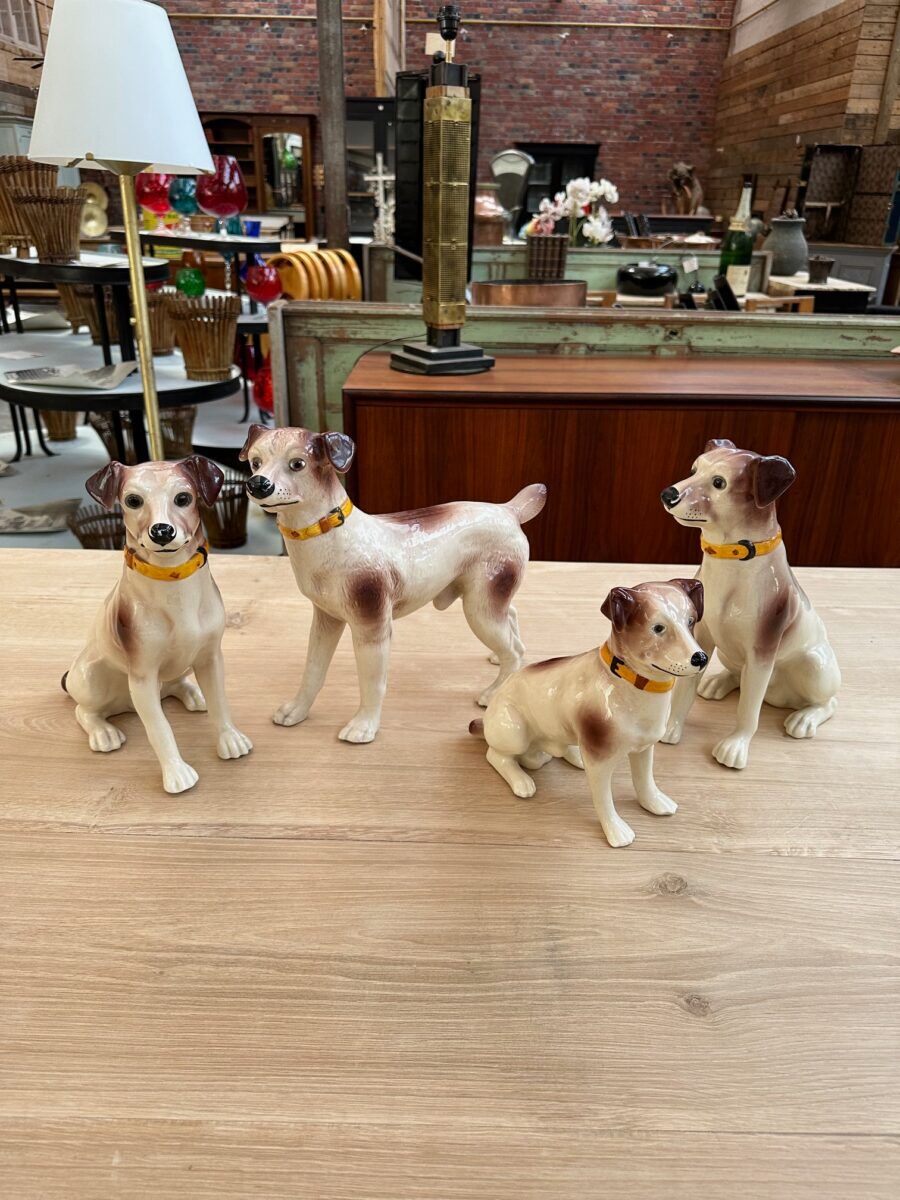 Series of ceramic dogs from Desvres