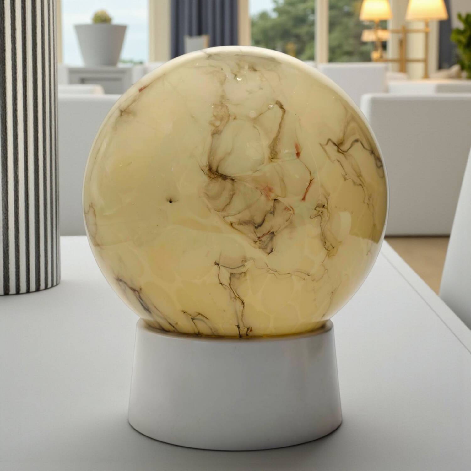 Vintage  Thabur Marble-Effect Globe Lamp – 1930-1950 - Netherlands